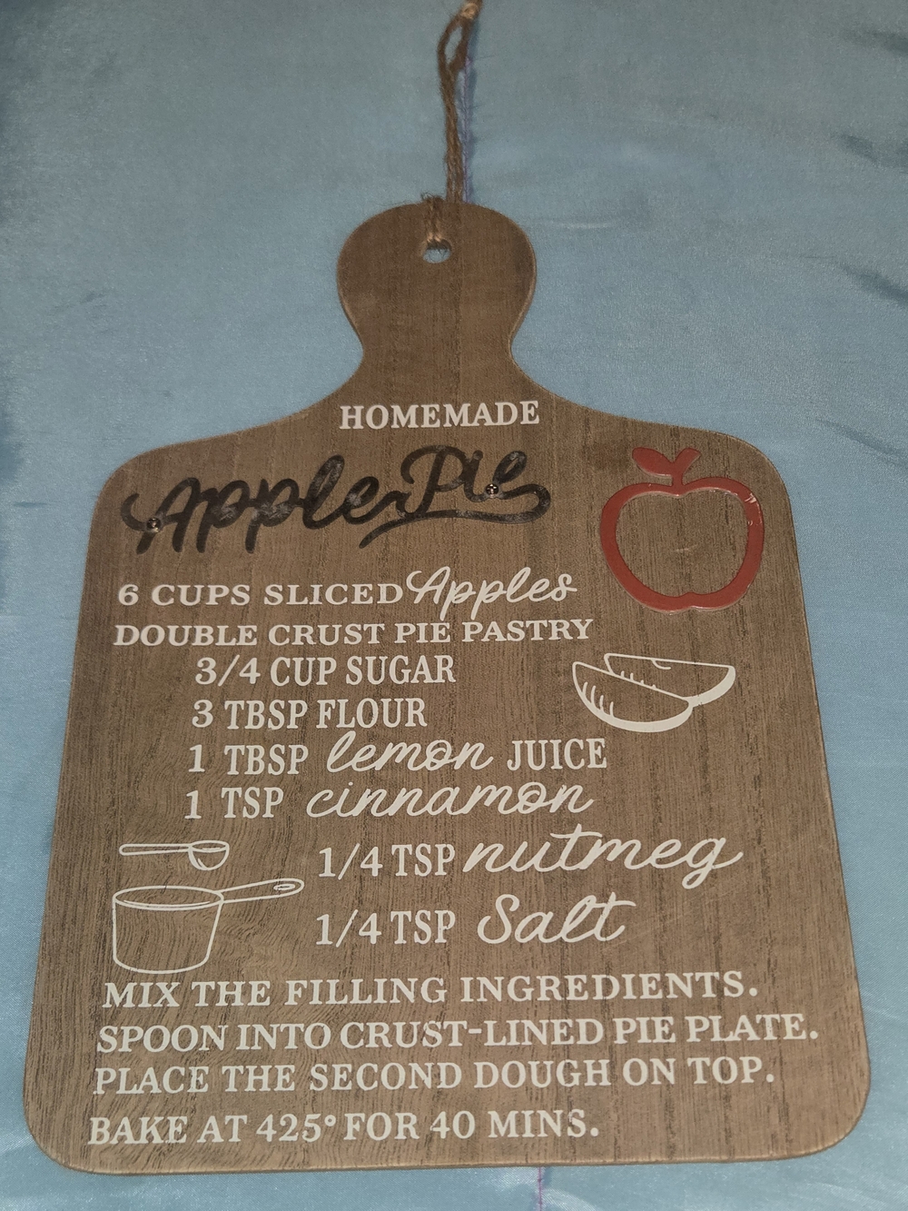 Homemade Apple Pie Recipe Wooden Kitchen Sign - Brown